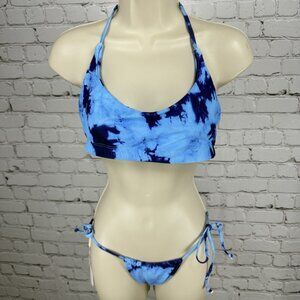 Sunny Bunny Swim 2 Piece Halter Top Thong Bottom Tie Dye Size L Top M Bottom